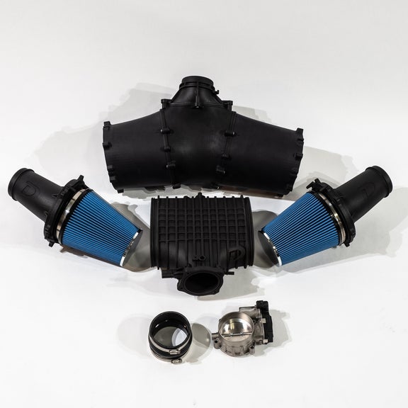 Pre-Owned Intake Kit: Dual Reverse Cone Airbox, 93mm Throttle Body, Dundon Center Plenum (991.2 GT3RS) - Dundon Motorsports